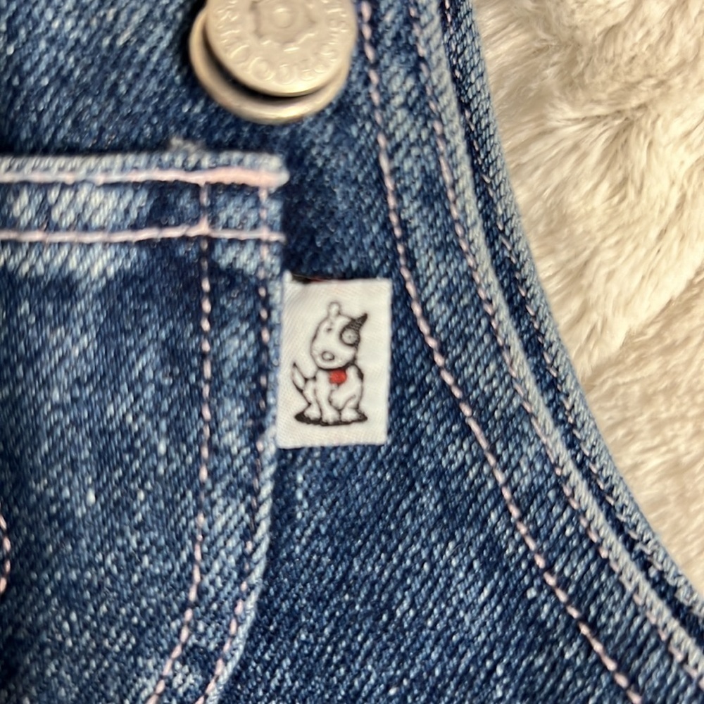 Sprockets Girl’s Toddler Classic Blue Denim Pink Flower Pocket Overalls -Size 3T - Picture 10 of 14
